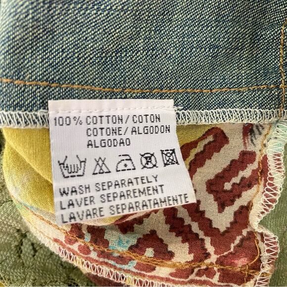 Aseesa Bohemian Festival Denim Jean Top Embellished Beaded Lace size large - Picture 8 of 8